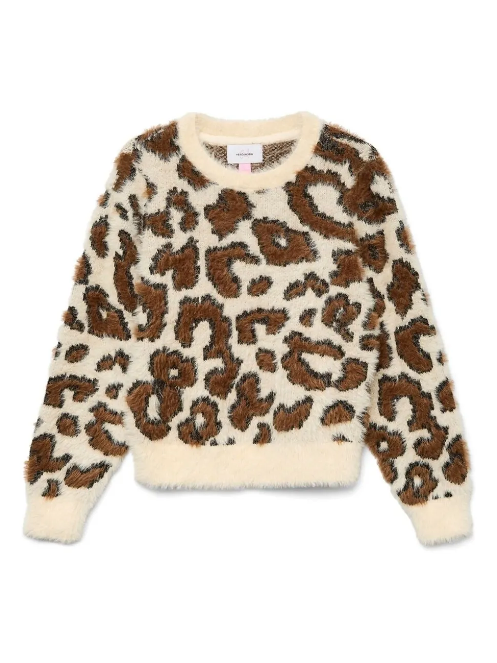 Vero Moda Cream Leopard Print Knitted Jumper