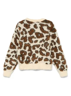 Vero Moda Cream Leopard Print Knitted Jumper