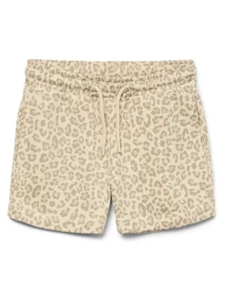 VERO MODA Cream Printed High Waist Jersey Cream Shorts