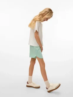 VERO MODA Girls Green Mid Rise Jersey Sweat Shorts