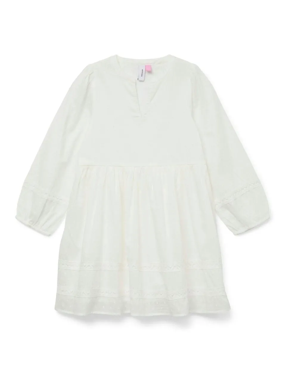VERO MODA White Long Sleeved Lace Detail Woven Mini Dress