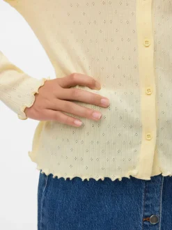 VERO MODA Yellow Long Sleeve Pointelle Cardigan