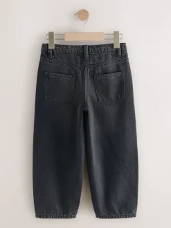 Washed Black Bow Embroidered Barrel Jeans (3-16yrs)