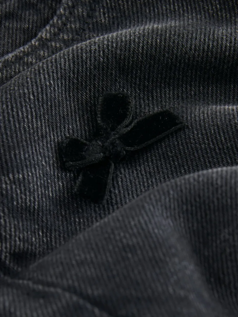 Washed Black Bow Embroidered Barrel Jeans (3-16yrs)