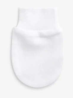 White 100% Cotton Baby Scratch Mitts 3 Pack