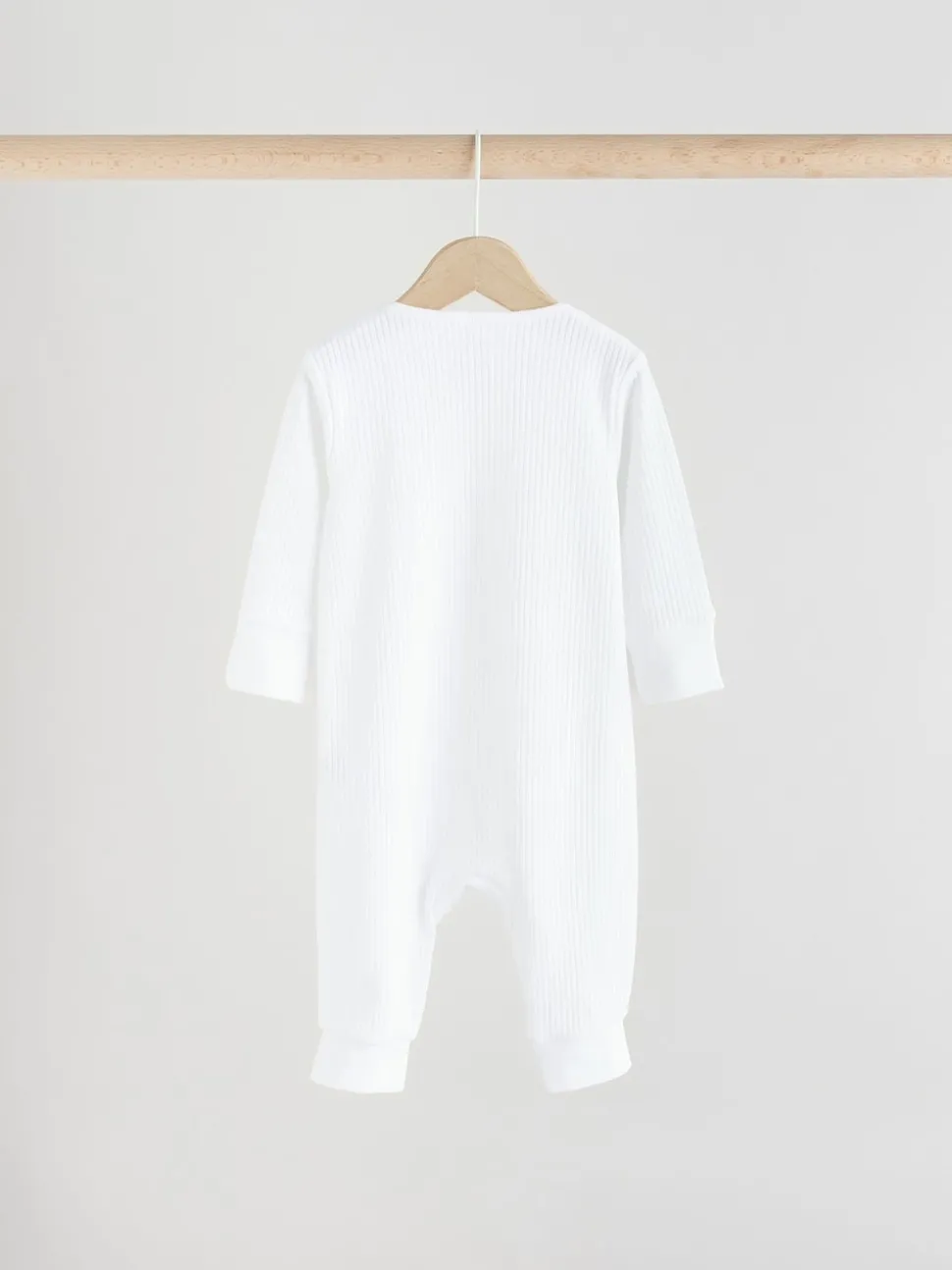 White 100% Cotton Two Way Zip Baby Footless Sleepsuits 3 Pack (0mths-2yrs)