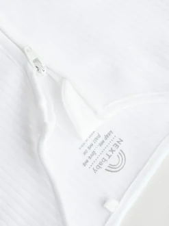 White 100% Cotton Two Way Zip Baby Footless Sleepsuits 3 Pack (0mths-2yrs)