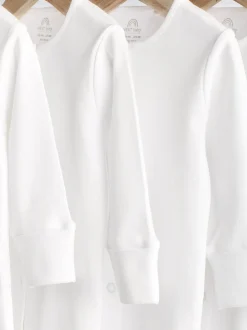 White 5 Pack 100% Cotton Baby Sleepsuits (0-18mths)