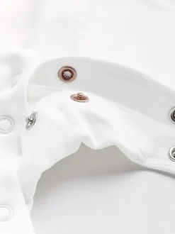 White 5 Pack 100% Cotton Baby Sleepsuits (0-18mths)