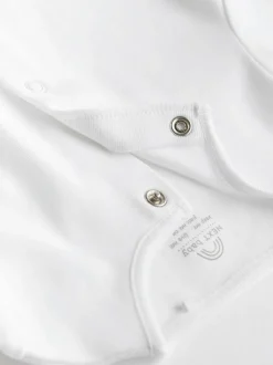 White 3 Pack 100% Cotton Baby Sleepsuits (0-18mths)