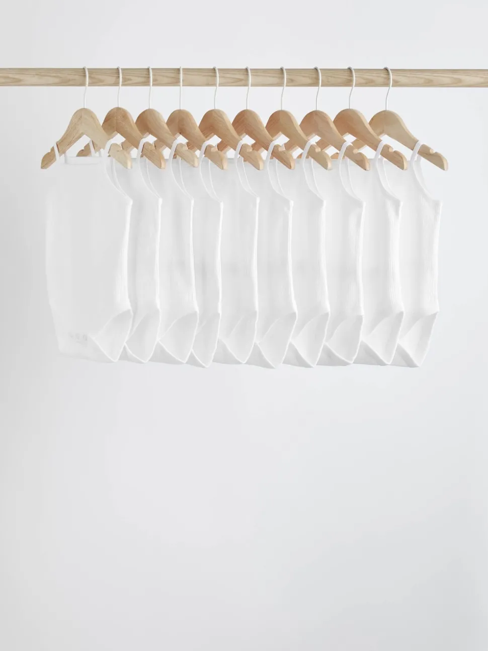 White 10 Pack Baby Strappy Bodysuits