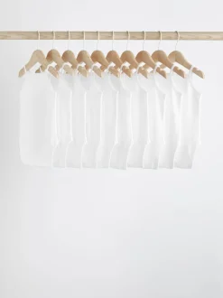 White 10 Pack Baby Strappy Bodysuits