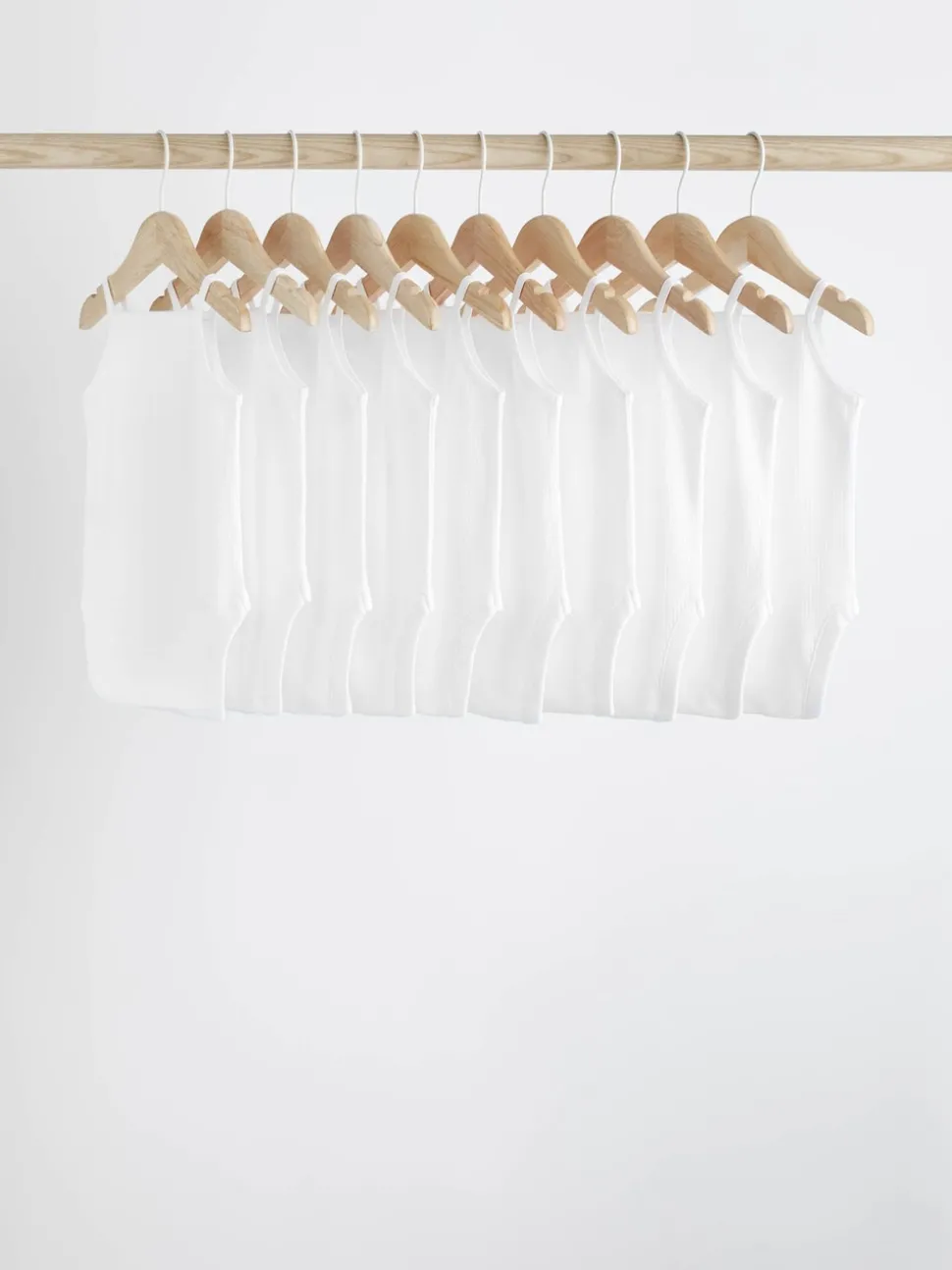 White 10 Pack Baby Strappy Bodysuits