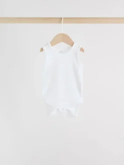 White 5 Pack Baby Vest Bodysuits