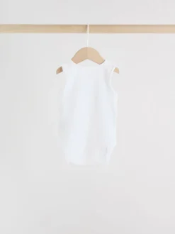 White 5 Pack Baby Vest Bodysuits