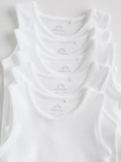White 5 Pack Baby Vest Bodysuits
