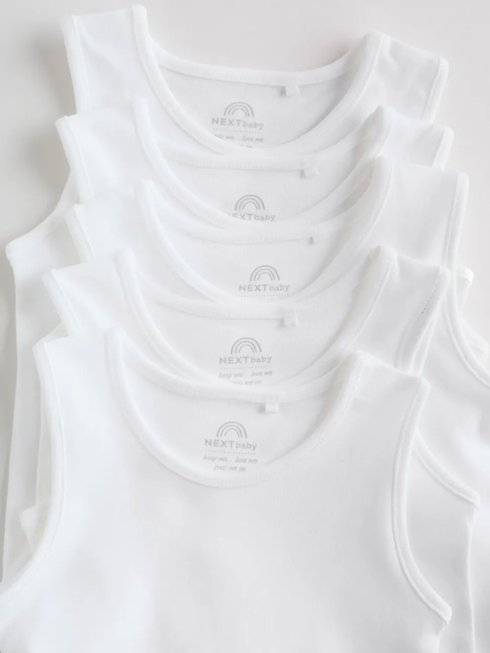 White 5 Pack Baby Vest Bodysuits
