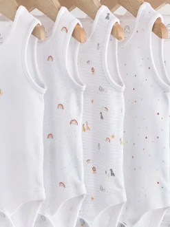 White 5 Pack Baby Vest Bodysuits