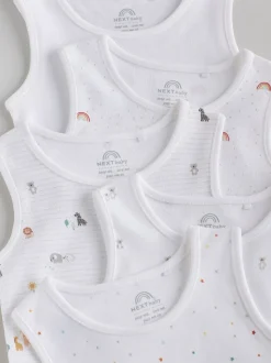 White 5 Pack Baby Vest Bodysuits