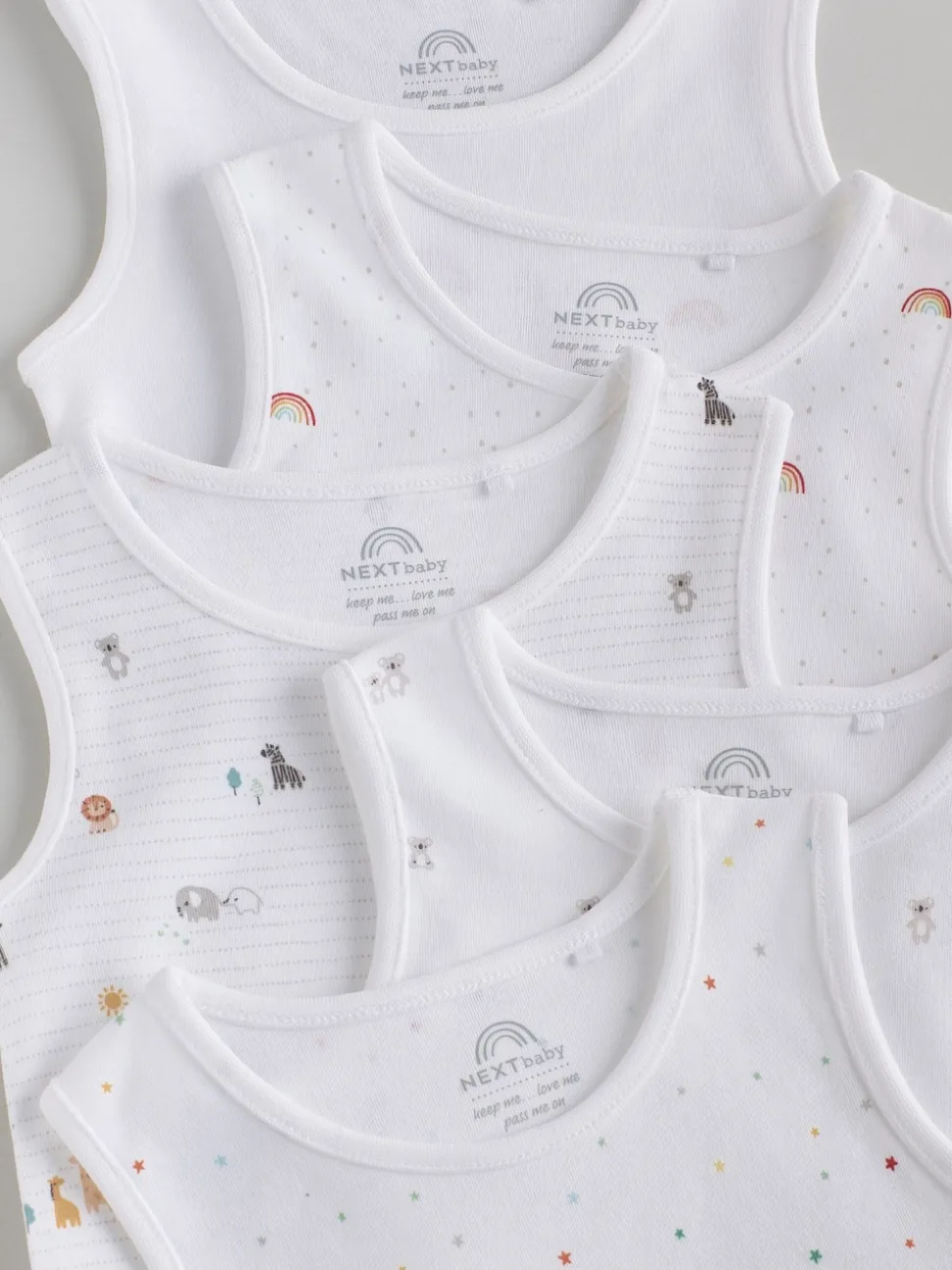 White 5 Pack Baby Vest Bodysuits