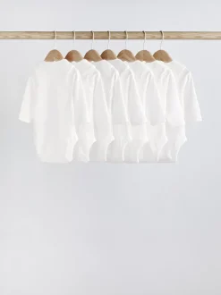 White 7 Pack Essential Baby Long Sleeve Bodysuits