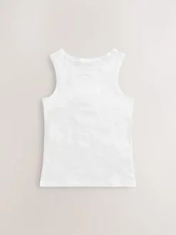 White 10 Pack Lace Trim Vest (1.5-16yrs)