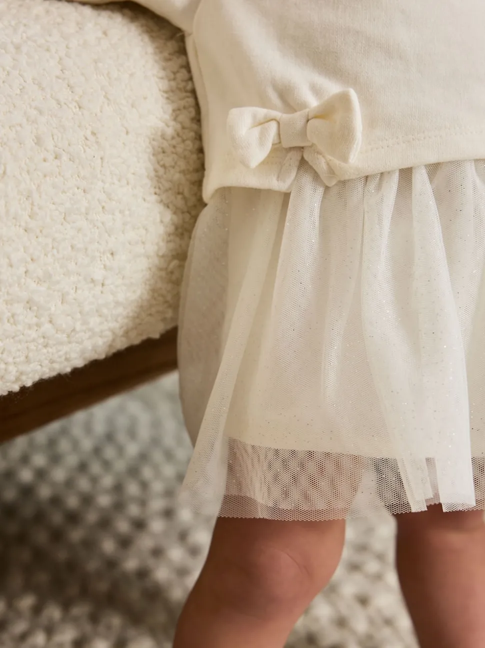 White Baby Twofer Mesh Dress (0mths-2yrs)