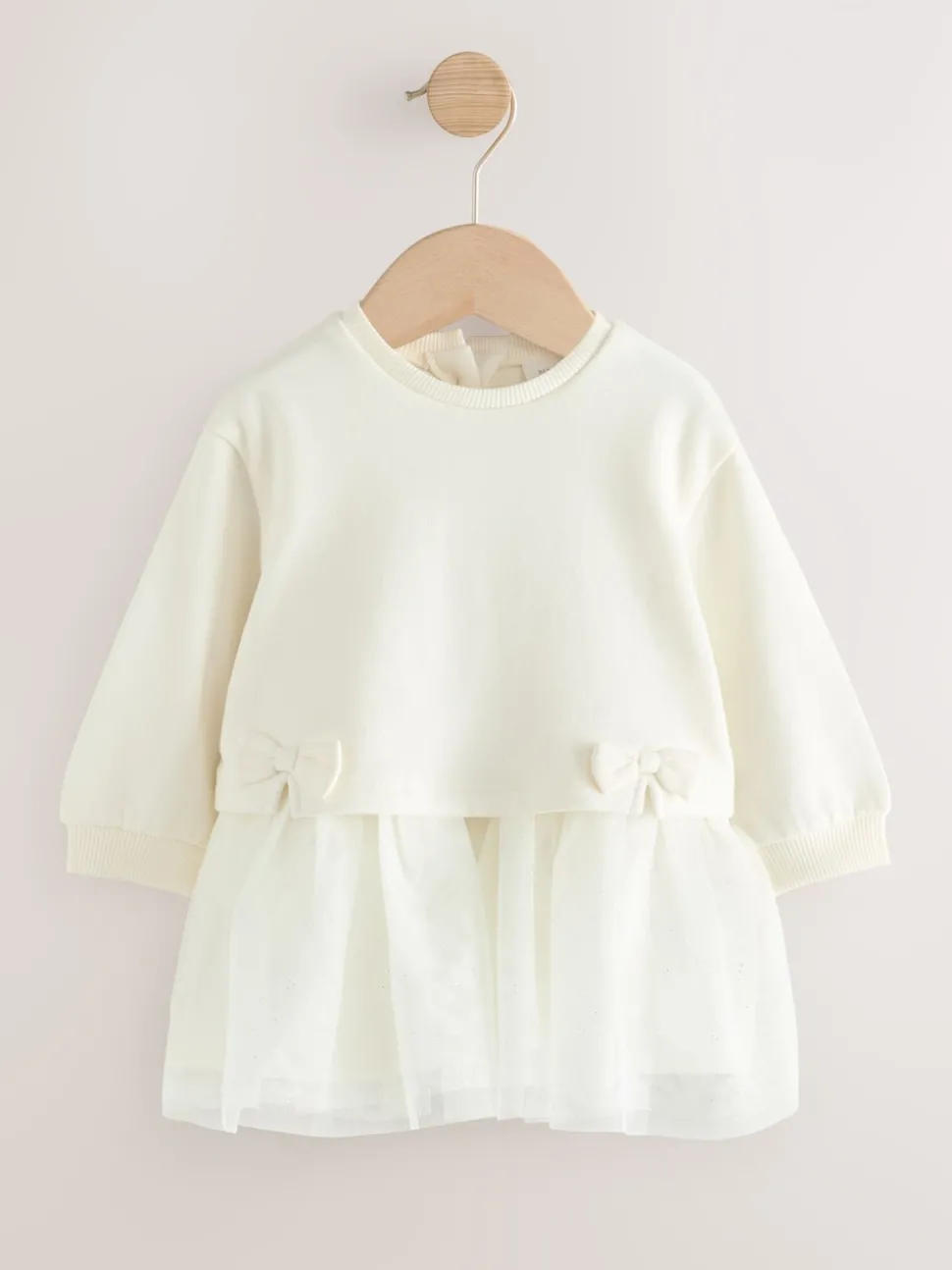White Baby Twofer Mesh Dress (0mths-2yrs)