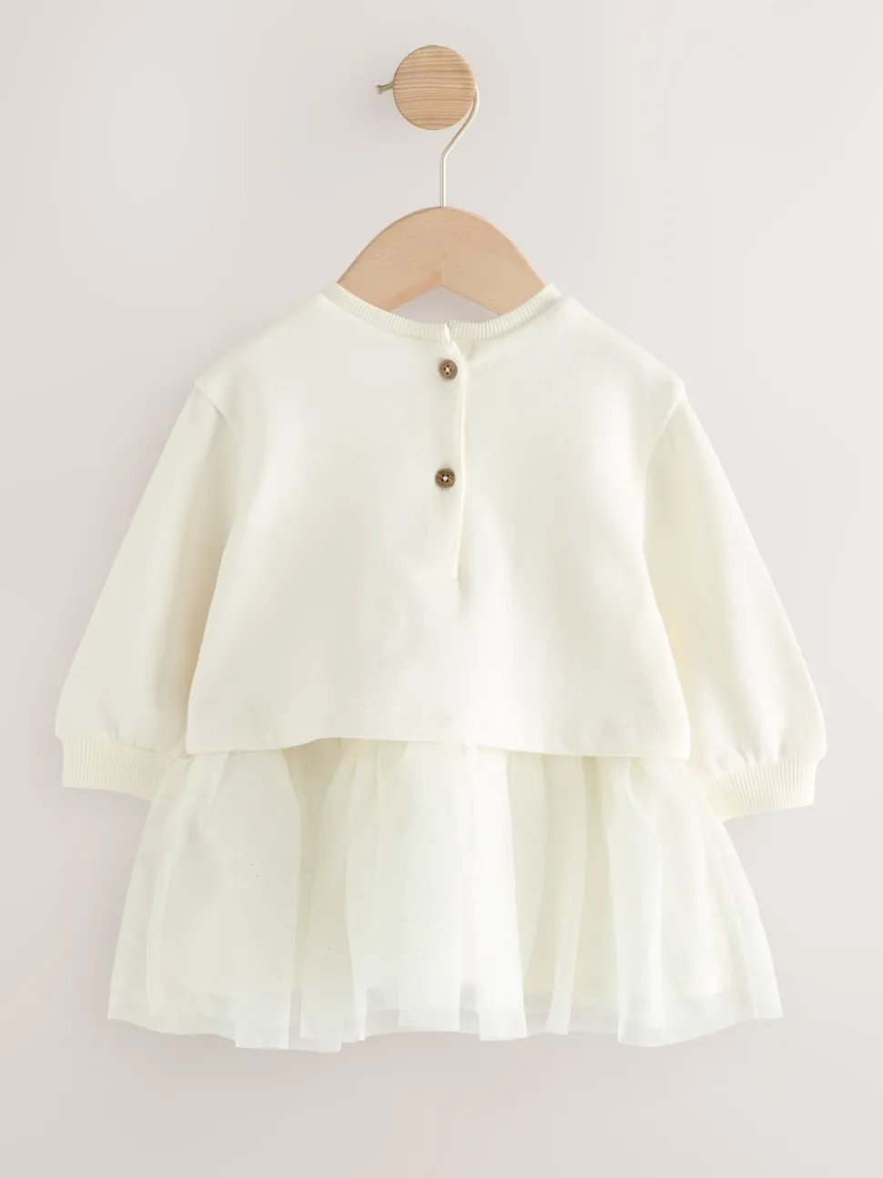 White Baby Twofer Mesh Dress (0mths-2yrs)