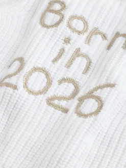 White Born In 2026 Baby Cardigan
