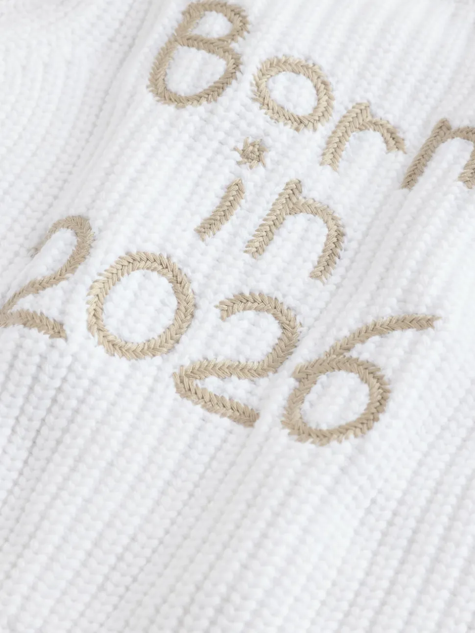 White Born In 2026 Baby Cardigan