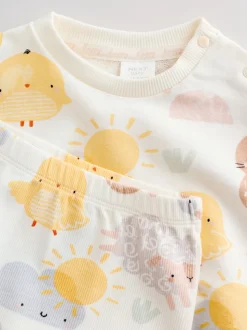 White Bunny Character Print Easter Sweat and Leggings Baby Set (0mths-2yrs)
