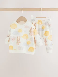White Bunny Character Print Easter Sweat and Leggings Baby Set (0mths-2yrs)