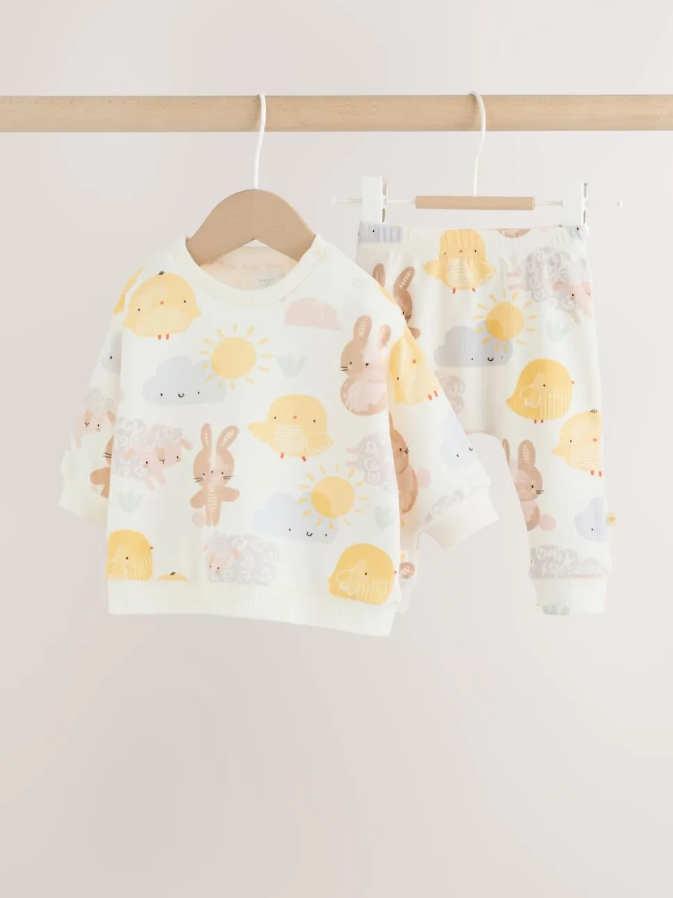 White Bunny Character Print Easter Sweat and Leggings Baby Set (0mths-2yrs)