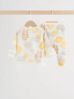 White Bunny Character Print Easter Sweat and Leggings Baby Set (0mths-2yrs)