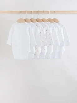 White Character 7 Pack Long Sleeve 100% Cotton Baby Bodysuits