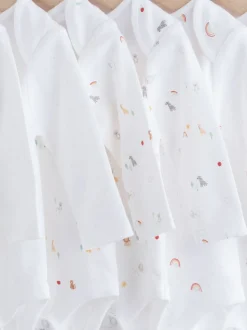 White Character 7 Pack Long Sleeve 100% Cotton Baby Bodysuits