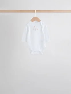 White Character 7 Pack Long Sleeve 100% Cotton Baby Bodysuits