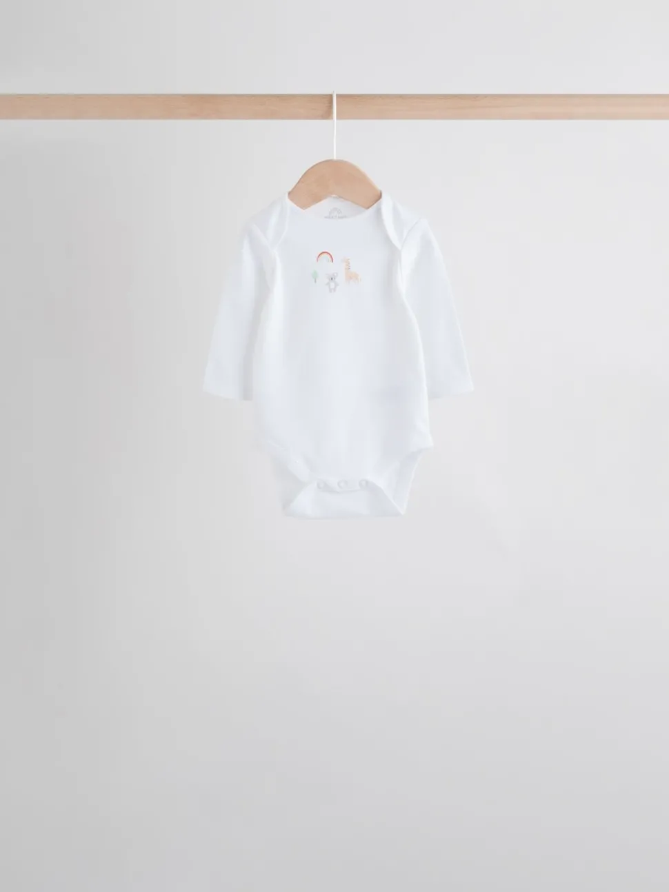 White Character 7 Pack Long Sleeve 100% Cotton Baby Bodysuits