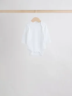 White Character 7 Pack Long Sleeve 100% Cotton Baby Bodysuits