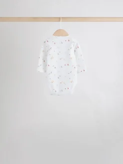 White Character 7 Pack Long Sleeve 100% Cotton Baby Bodysuits