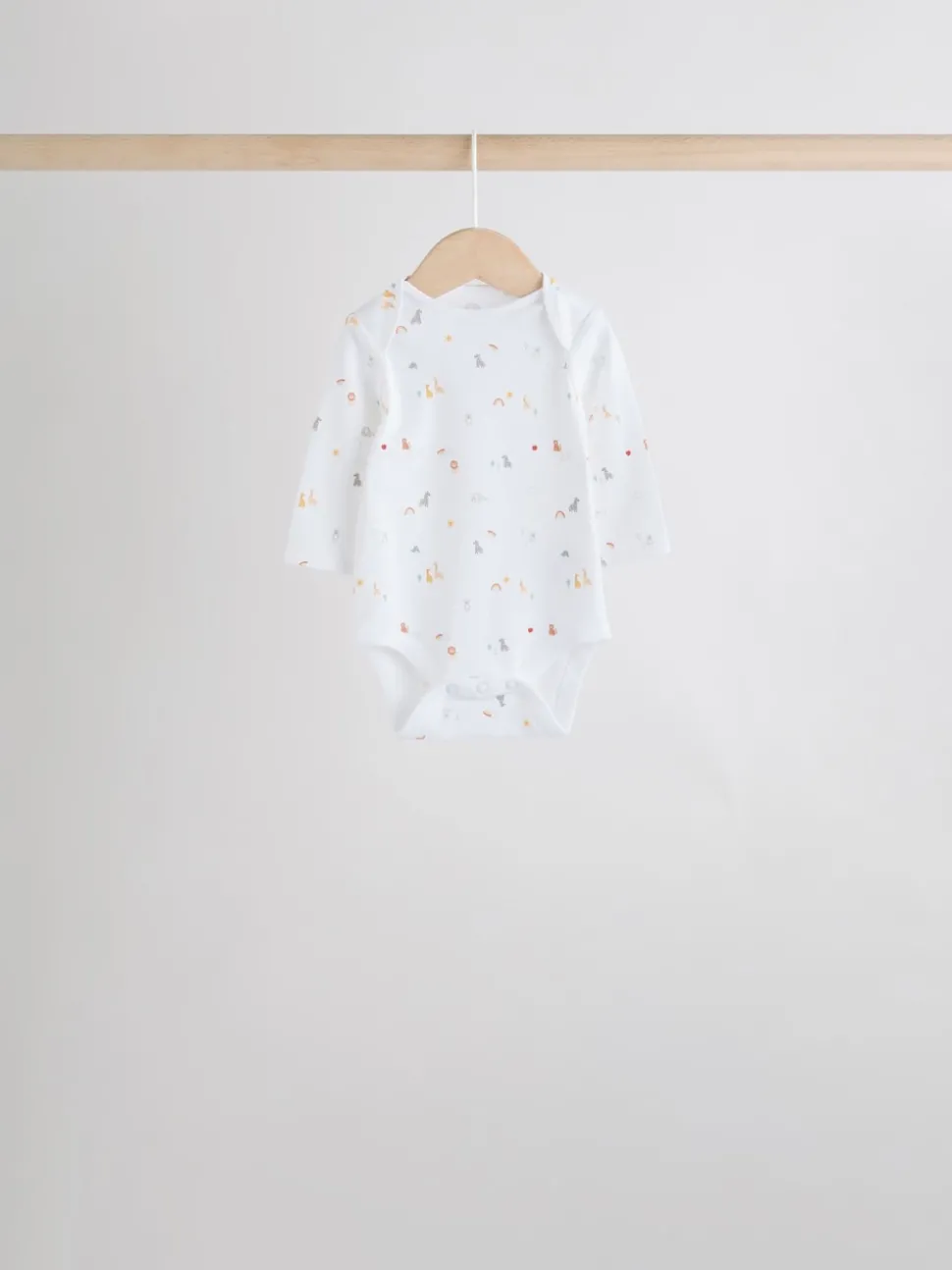 White Character 7 Pack Long Sleeve 100% Cotton Baby Bodysuits