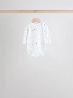 White Character 7 Pack Long Sleeve 100% Cotton Baby Bodysuits