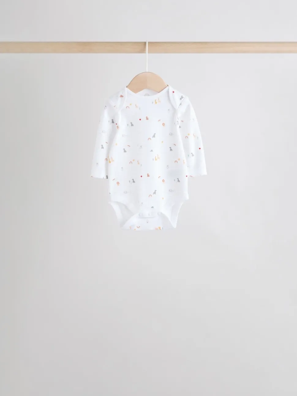 White Character 7 Pack Long Sleeve 100% Cotton Baby Bodysuits