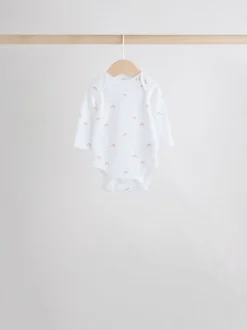 White Character 7 Pack Long Sleeve 100% Cotton Baby Bodysuits
