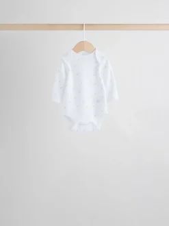 White Character 7 Pack Long Sleeve 100% Cotton Baby Bodysuits