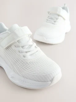 White Elastic Lace-Up Trainers