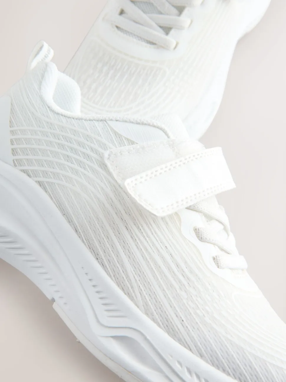 White Elastic Lace-Up Trainers