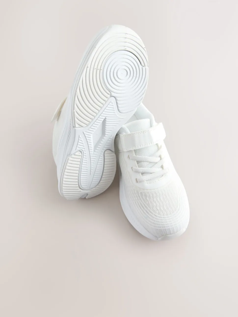 White Elastic Lace-Up Trainers