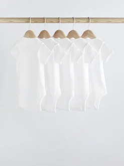 White Essential 5 Pack Short Sleeve Bodysuits